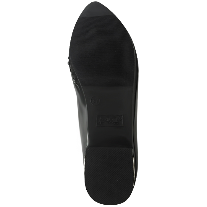 Giày búp bê mũi nhọn đính đá (Đen)