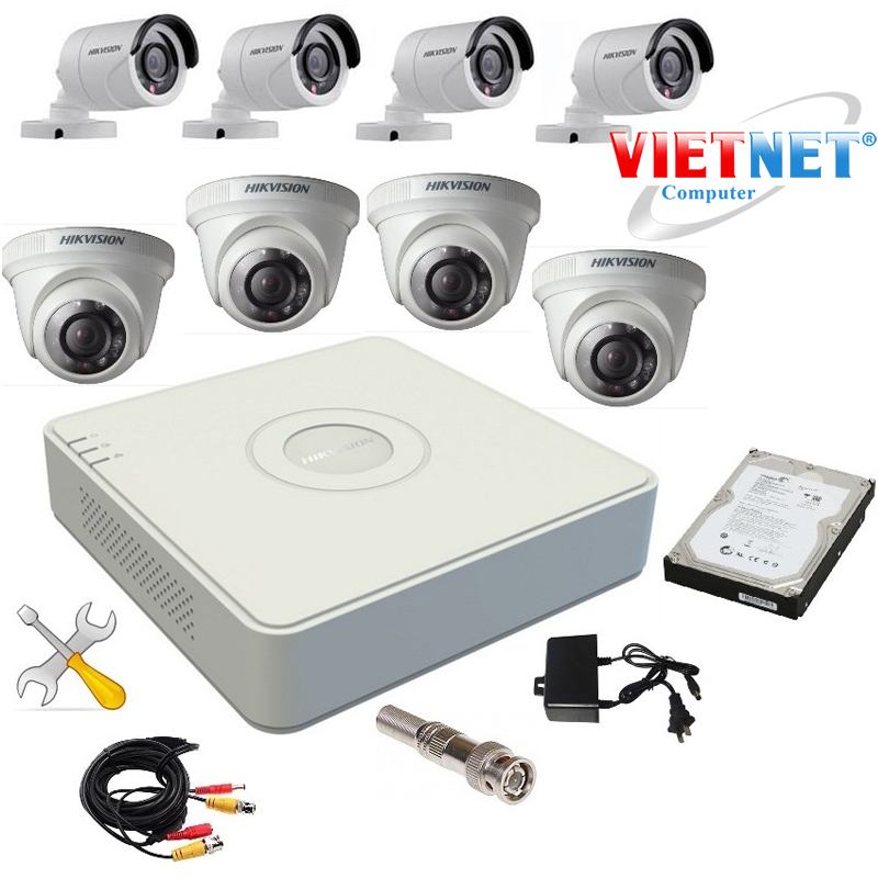 Trọn bộ 4 camrea 2.0MP DS-2CE16D0T-IRP + DS-7104HQHI-K1