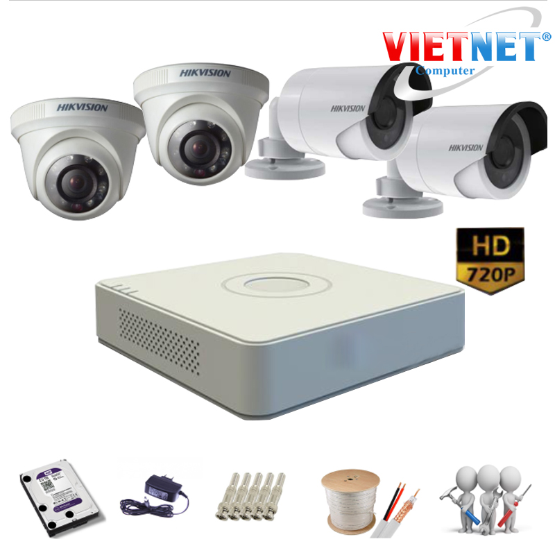 Trọn bộ 6 camera AHD từ 1.3 - 1.5mp DS-2CE16D0T-IRP