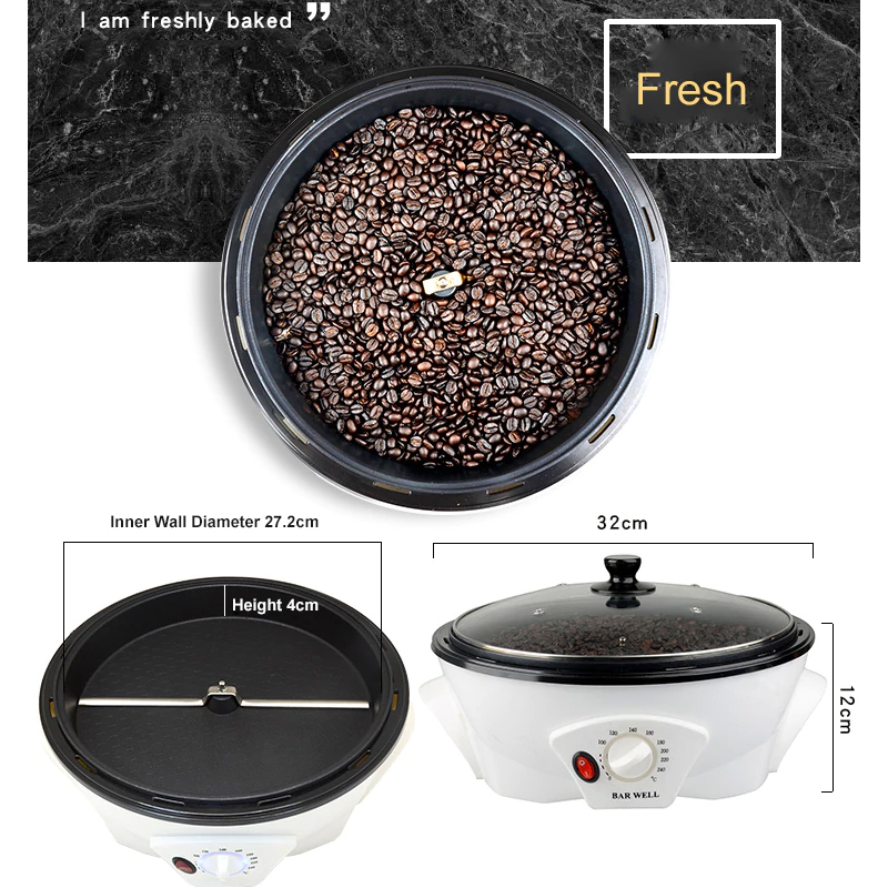 Nồi rang , chảo rang , máy rang , máy làm hạt cafe mini bằng điện tự động BAR WELL SCR-301 công nghệ Nhật Bản tiện lợi đa năng