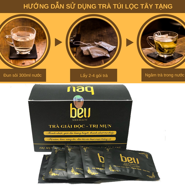 Trà thanh nhiệt trị mụn, thải độc, thanh lọc, cân bằng nội tiết tố BeU 30 gói