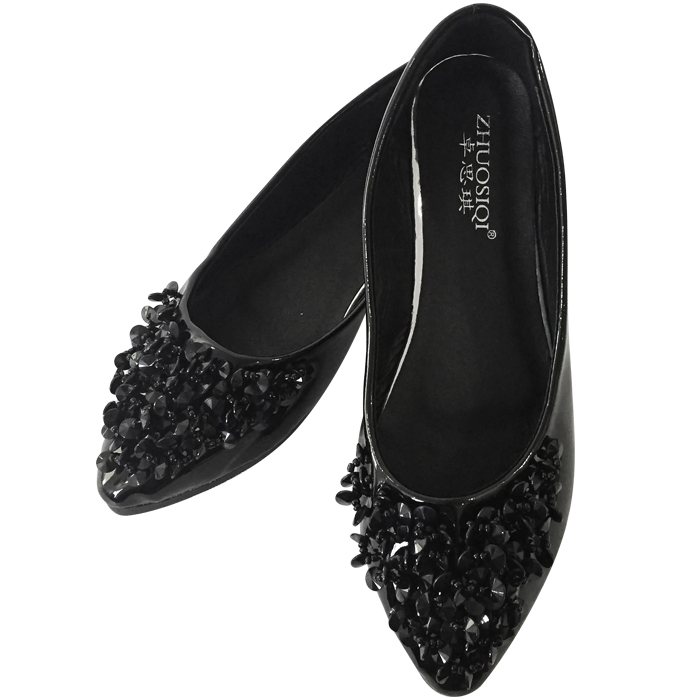 Giày búp bê mũi nhọn đính đá