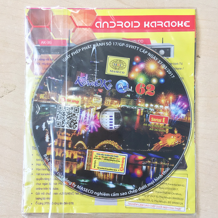 Bộ Đĩa Karaoke Arirang Vol.61/ 62 SERIAL E + Danh Mục Bài Hát mới nhất