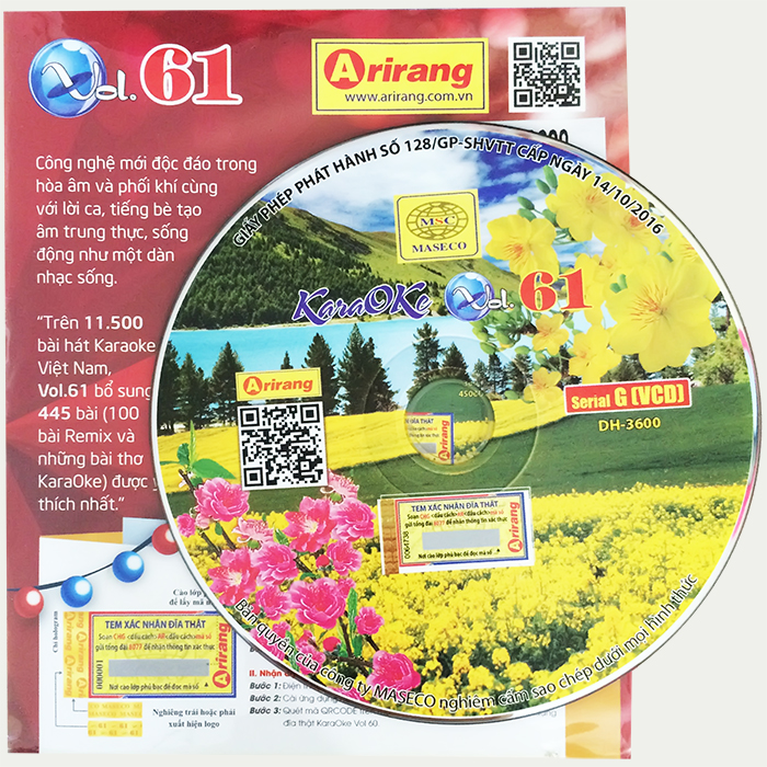 Bộ Đĩa Karaoke Arirang SERIAL G + Danh Mục Bài Hát Vol 61/ 62