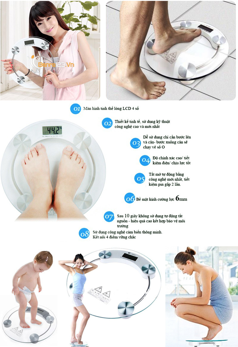 Cân điện tử mặt kính Personal Scale 2003A Max 180kg