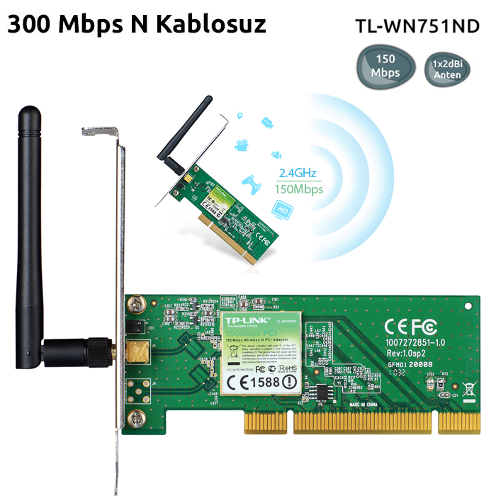 Card Wireless PCI TPLINK 751ND  CÓ AN TEN tốc độ 150Mbps