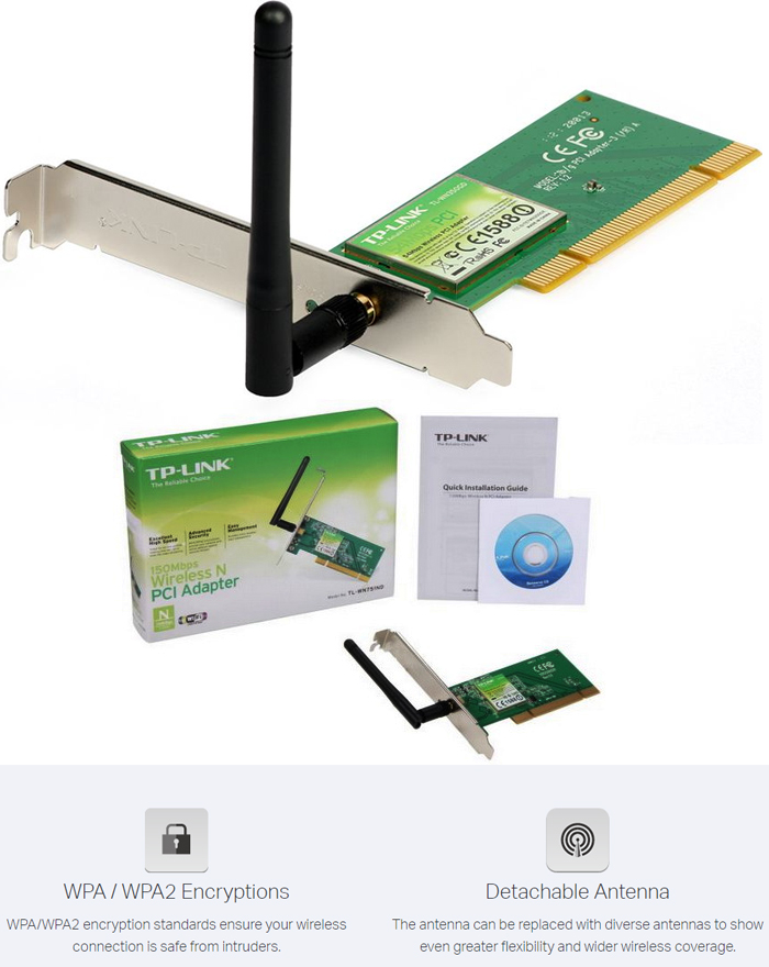 Card Wireless PCI TPLINK 751ND  CÓ AN TEN tốc độ 150Mbps