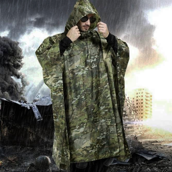 Áo mưa cánh dơi vải dù rằn ri