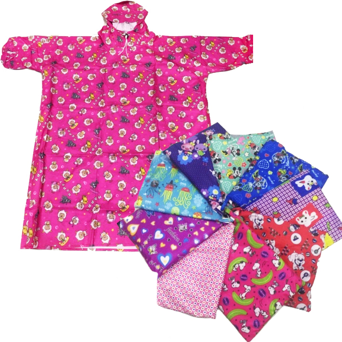 Áo mưa vải dù BIT kín 2 bên 90cm trẻ em hình họa tiết