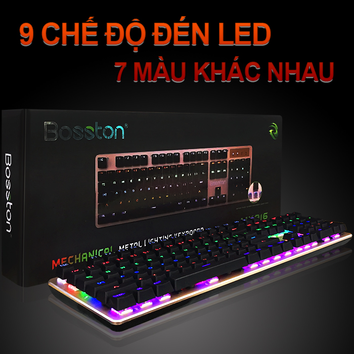 Bàn phím cơ Bosston MK916 Fullsize 104 phím Led 7 màu siêu ngầu