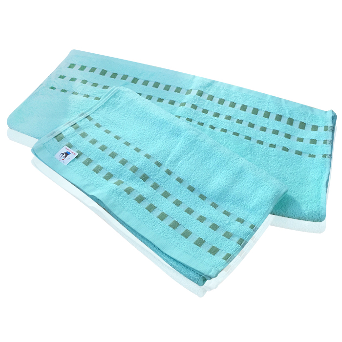 Bộ 2 khăn tắm 70cm, 100cm 100% cotton bông mịn (Xanh ngọc)