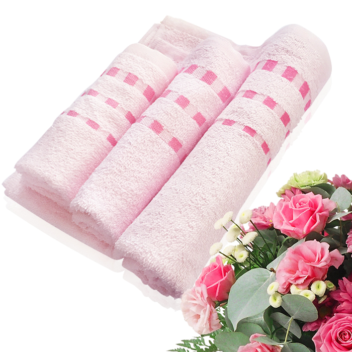 Bộ 3 khăn tắm 42cm, 84cm, 100cm 100% cotton bông mịn (Cam nhạt)