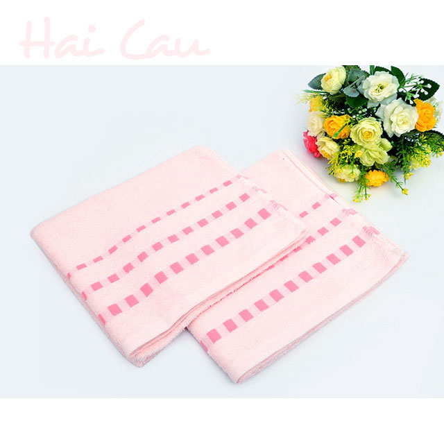 Bộ 3 khăn tắm 42cm, 84cm, 100cm 100% cotton bông mịn (Hồng nhạt)