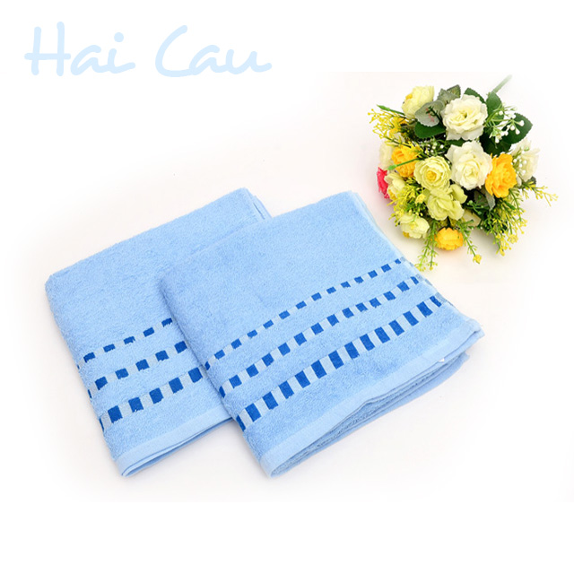 Bộ 3 khăn tắm 42cm, 84cm, 100cm 100% cotton bông mịn (Xanh da trời)