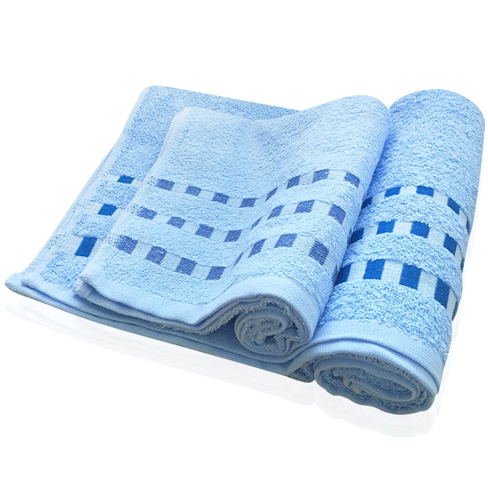 Bộ 2 khăn tắm 70cm, 100cm 100% cotton bông mịn (Xanh da trời)