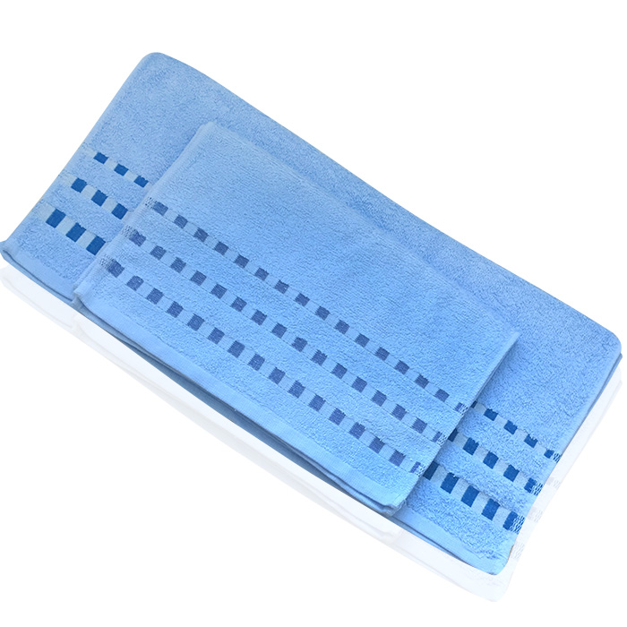 Bộ 2 khăn tắm 70cm, 100cm 100% cotton bông mịn (Xanh da trời)