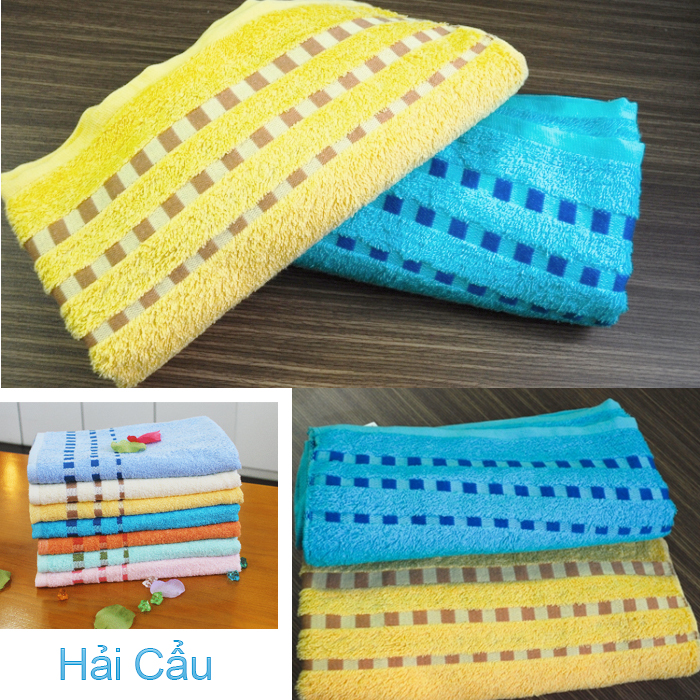 Bộ 2 khăn tắm 70cm, 100cm 100% cotton bông mịn (Xanh da trời)