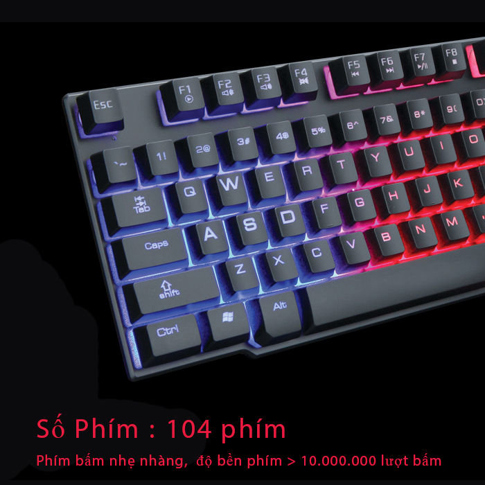 Bộ bàn phím giả cơ và chuột Game R8/1910 Led 7 (Đen)