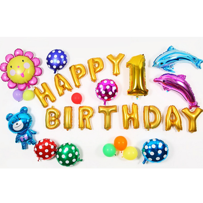 Bộ bóng bay trang trí sinh nhật Happy Birthday có ống bơm