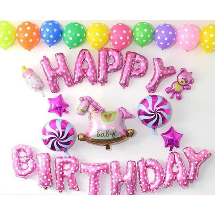 Bộ bóng bay trang trí sinh nhật Happy Birthday có ống bơm