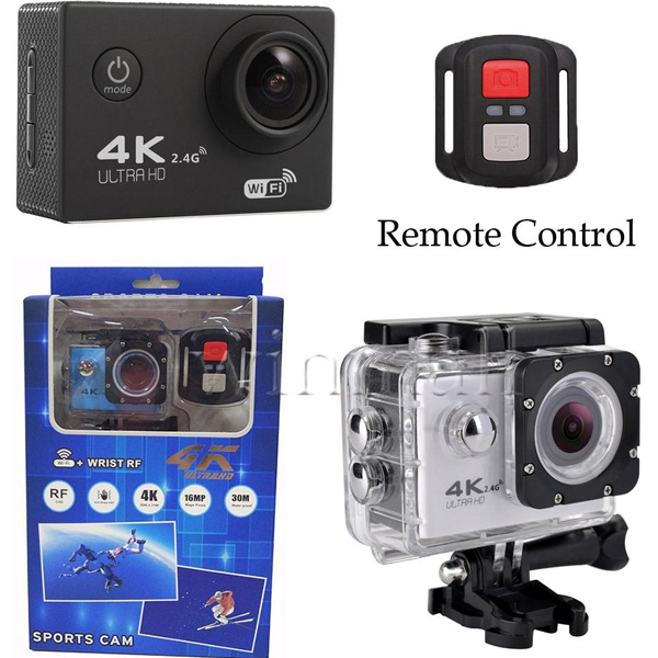 Camera hành trình thể thao 4K Ultra HD 1080p có remote chống nước