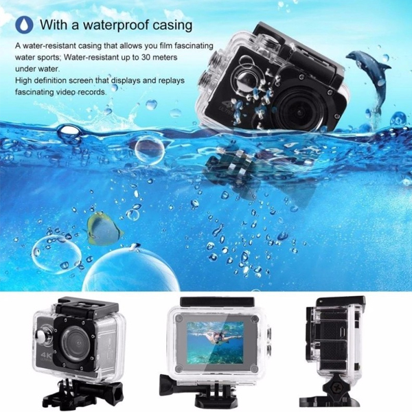 Camera hành trình thể thao 4K Ultra HD 1080p có remote chống nước