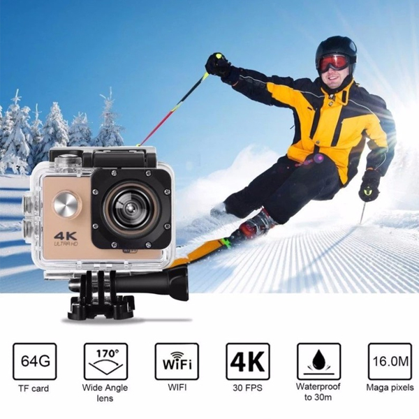 Camera hành trình thể thao 4K Ultra HD 1080p có remote chống nước