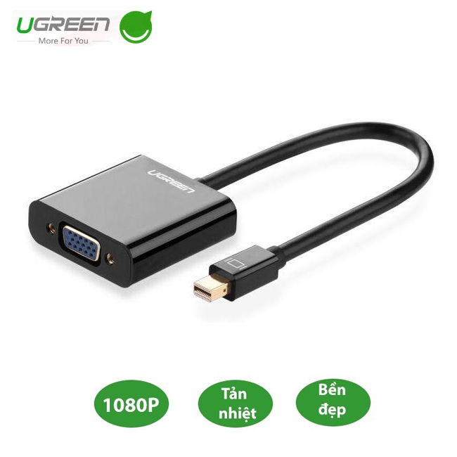 Cáp chuyển đổi Minidisplay/Thunderbolt to VGA UGREEN 10459 (Macbook, Suface book ra TV, LCD, máy chiếu)