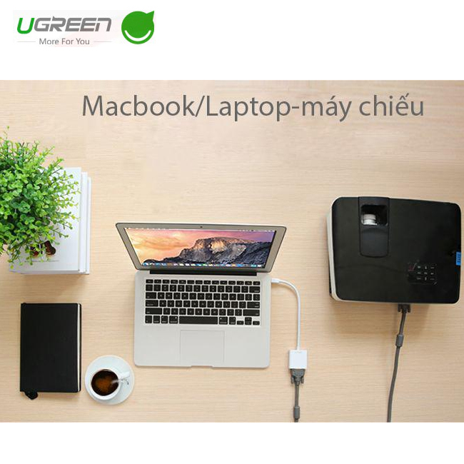Cáp chuyển đổi Minidisplay/Thunderbolt to VGA UGREEN 10459 (Macbook, Suface book ra TV, LCD, máy chiếu)