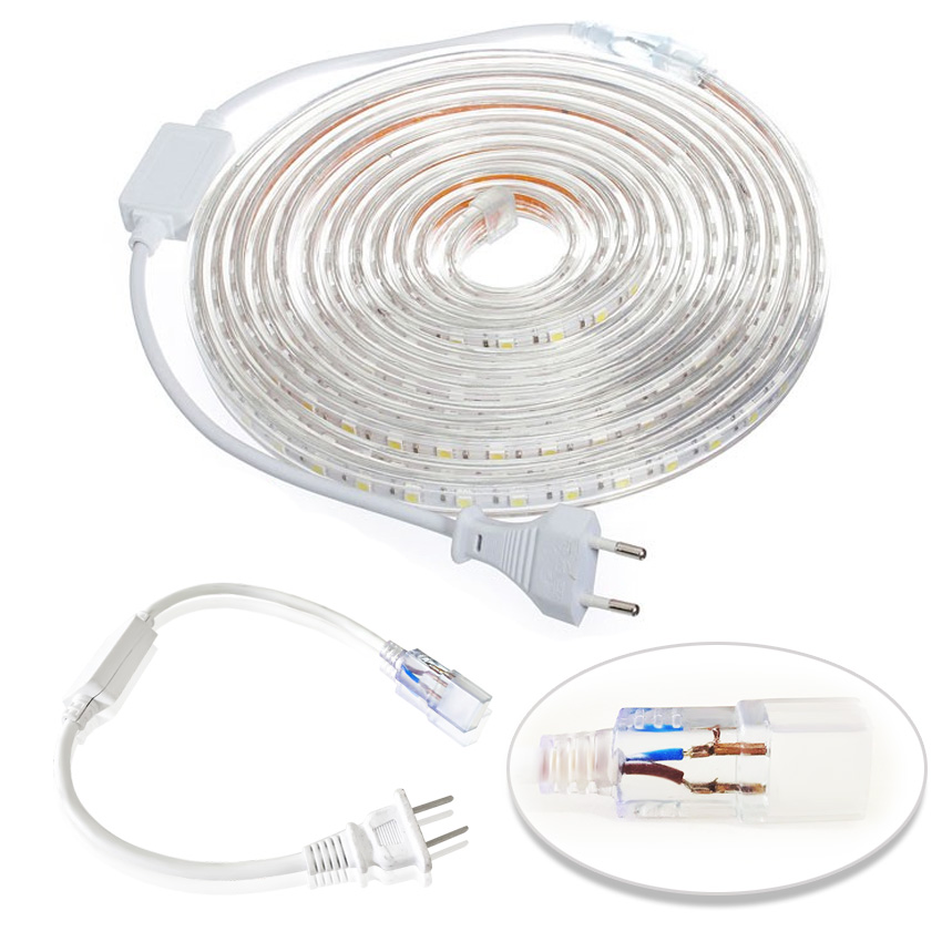 Bộ 40 mét Đèn LED dây 5050/220V 1 màu và đầu nối dây nguồn