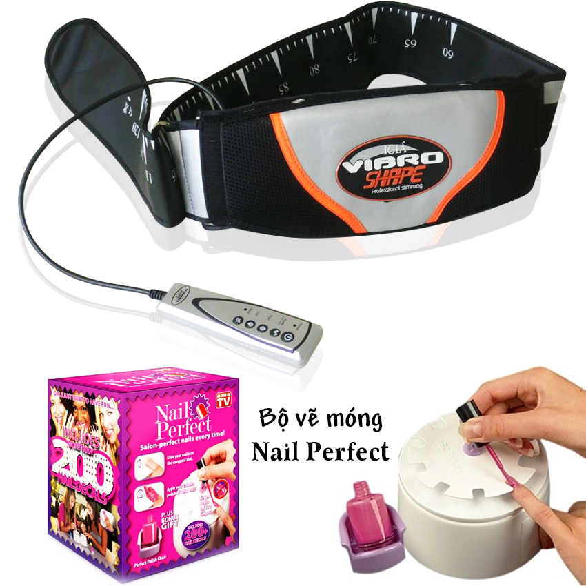 Bộ Đai massage giảm cân Rung Nóng Vibro Shape + Bộ vẽ móng Nail Perfect