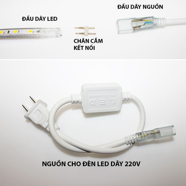 Bộ 2 Dây nguồn cho đèn led dây 220V