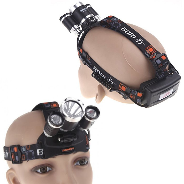 Đèn Led đội đầu 3 bóng siêu sáng T6 kèm 2 pin