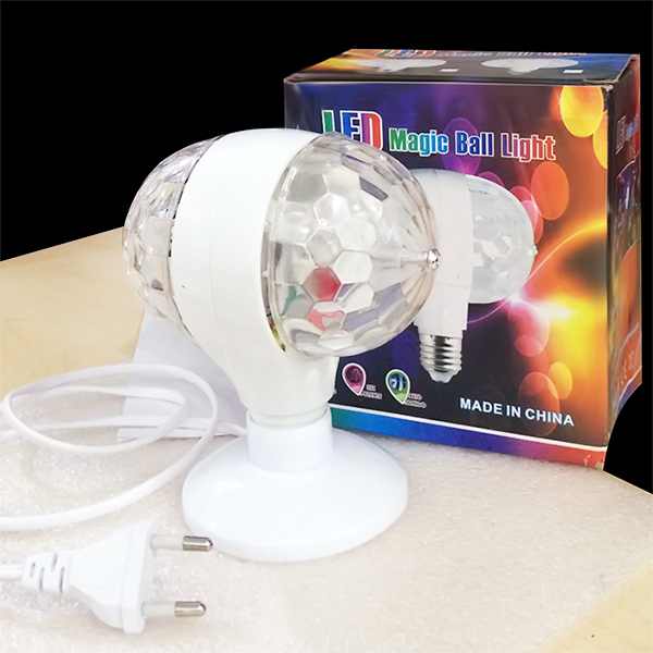 Đèn quả cầu xoay Led 7 màu có chân đế