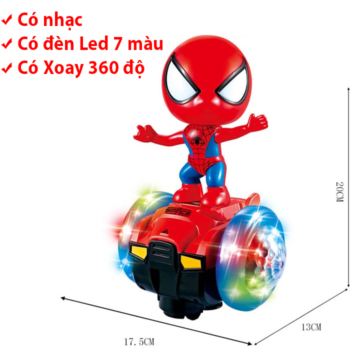 Đồ chơi người nhện xoay 360 độ phát nhạc có đèn