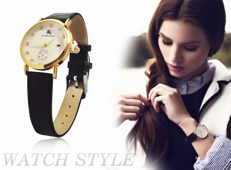 Đồng hồ nữ dây da mặt kiếng mạ vàng