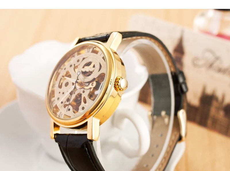 Đồng hồ cơ nam lộ máy dây da