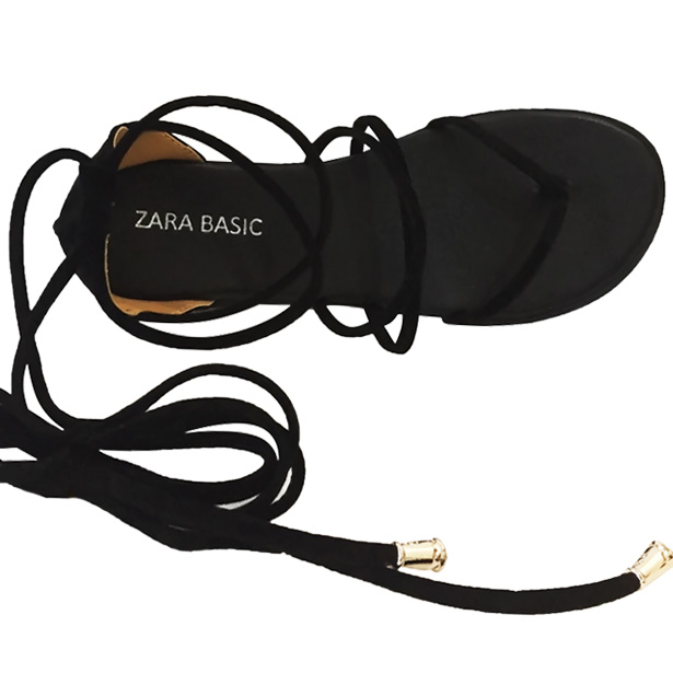 Giày xăng đan chiến binh cột dây (Đen)