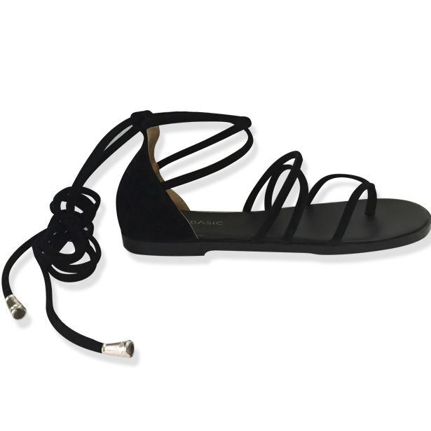 Giày xăng đan chiến binh cột dây (Đen)