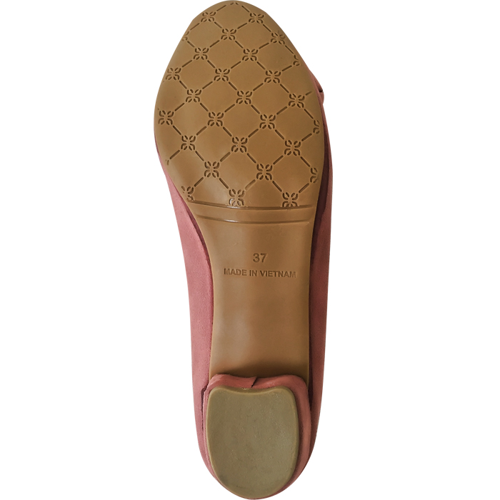 Giày búp bê gót vuông 3cm đính nơ size 37 (Hồng nude)