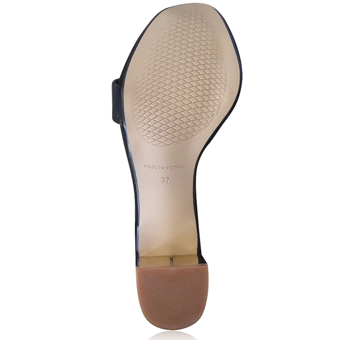 Giày gót vuông quai ngang mảnh 9cm size 37 (Đen)