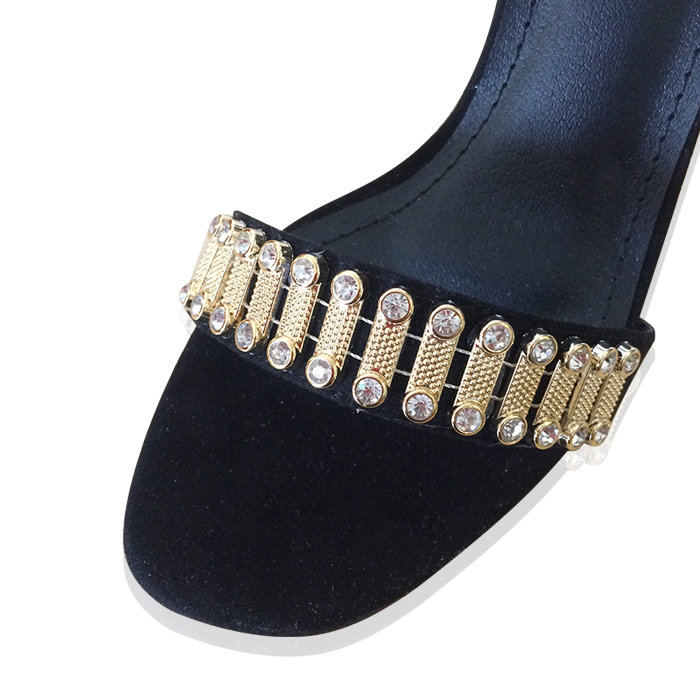 Giày gót vuông quai ngang mảnh 9cm size 37 (Đen)