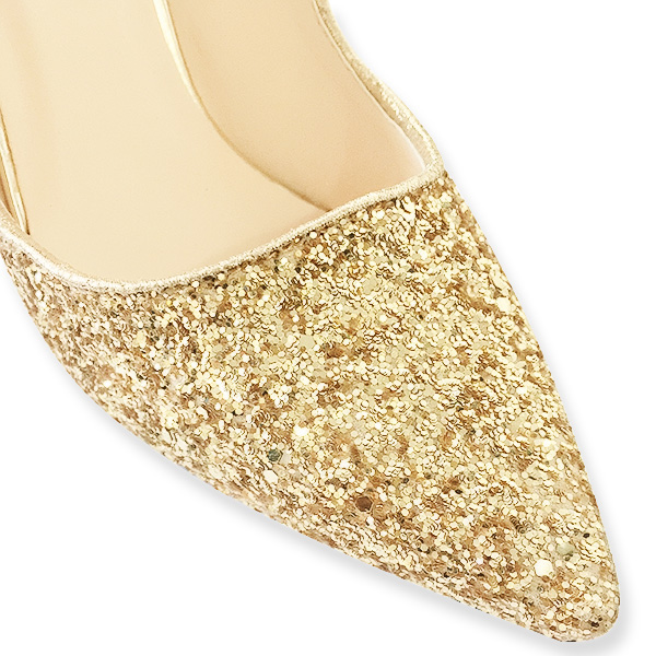 Giày cao gót mũi nhọn Ceceilia phủ kim tuyến (size 38) Vàng ánh kim