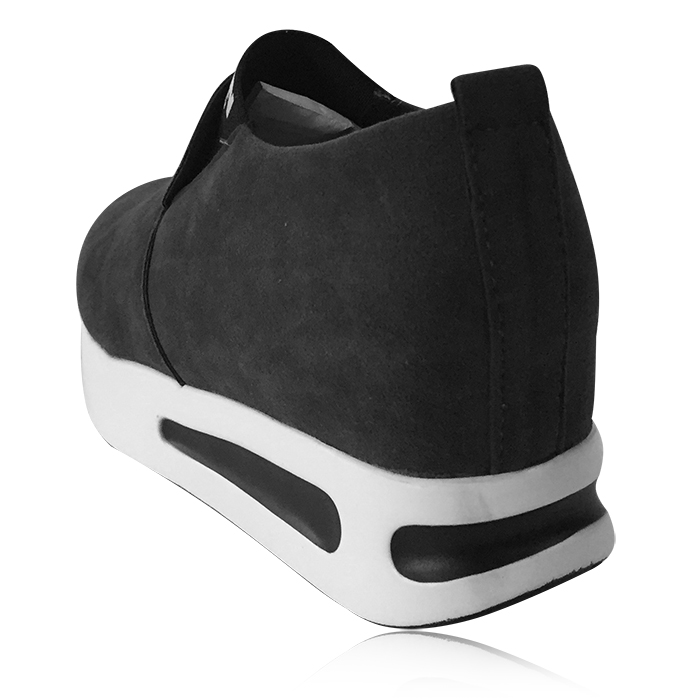 Giày Thể Thao Slip-On Đế độn 5cm size 37 (Xám đen)