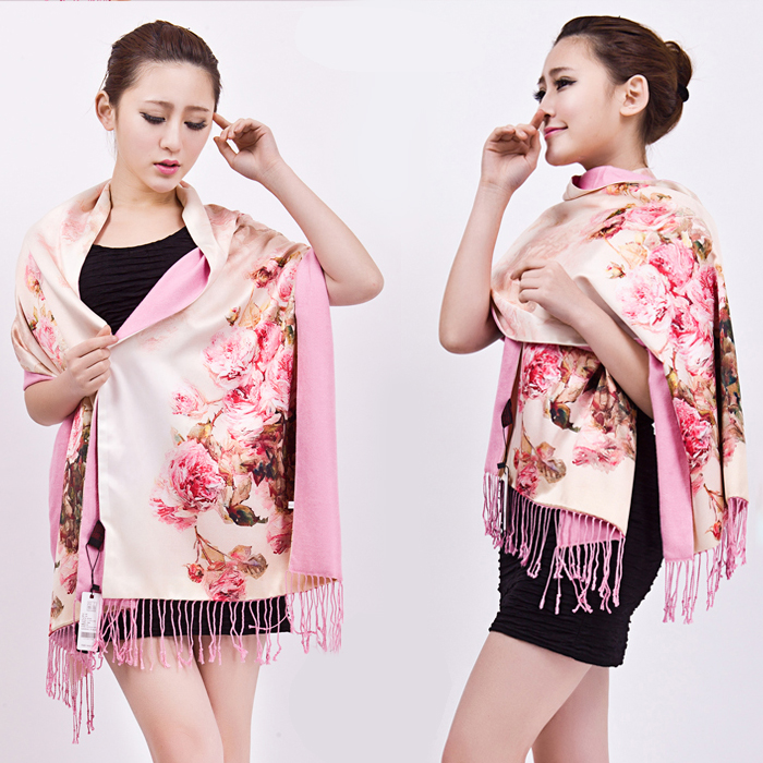 Khăn choàng cổ họa tiết bông hoa siêu mịn cao cấp