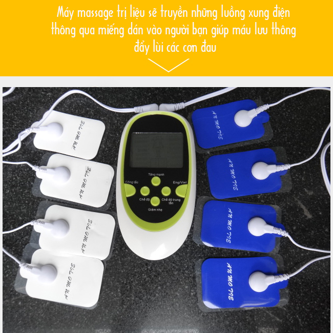 Máy massage trị liệu 8 miếng đầu ra kép đa chức năng