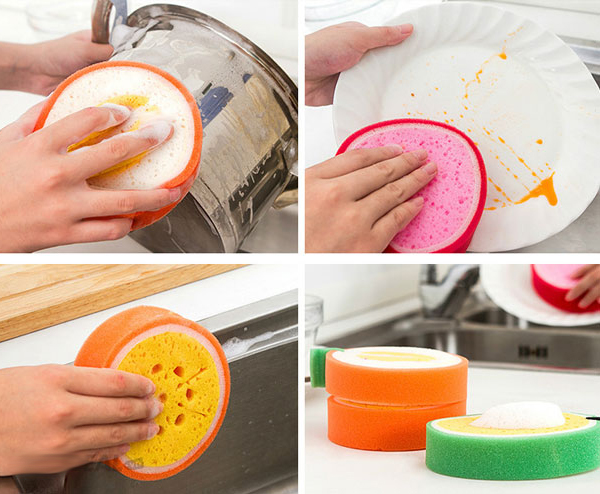 Bộ 4 Bông mút rửa chén hình trái cây
