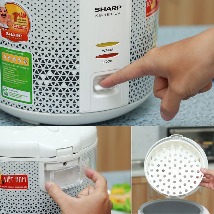 Nồi cơm điện nắp gài Sharp KS-181 TJV 1.8 Lít - Hàng chính hãng