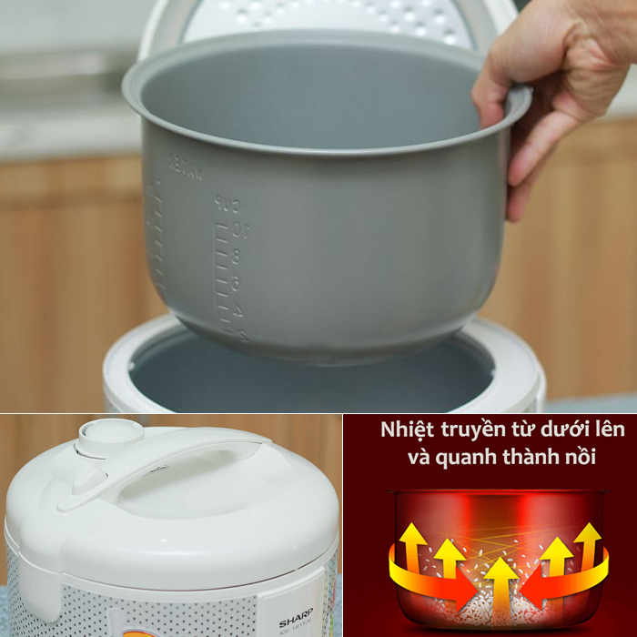 Nồi cơm điện nắp gài Sharp KS-181 TJV 1.8 Lít - Hàng chính hãng