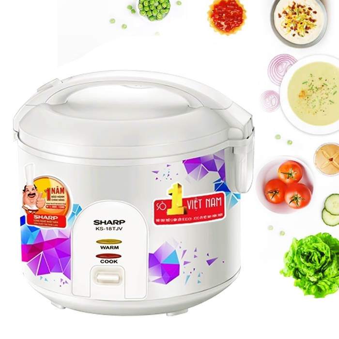 Nồi cơm điện nắp gài Sharp KS-18TJV 1.8 Lít - Hàng chính hãng